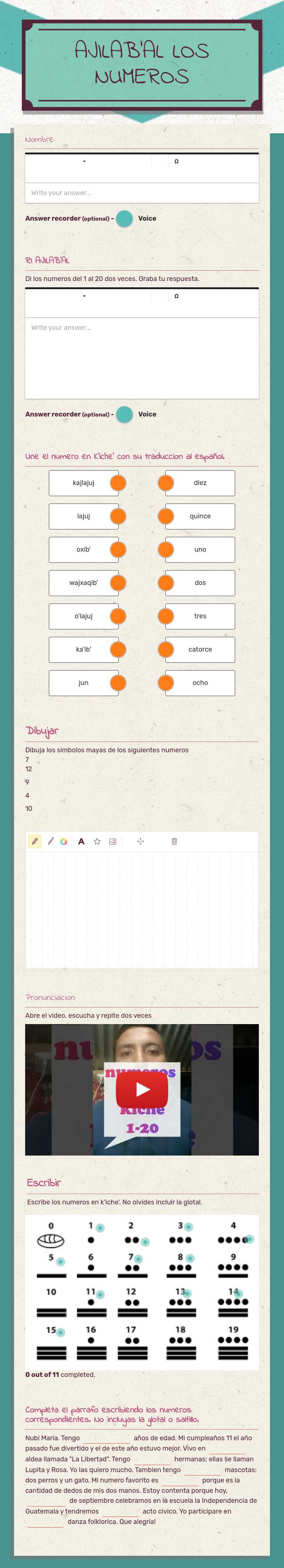 AJILAB'AL
LOS NUMEROS worksheet preview image