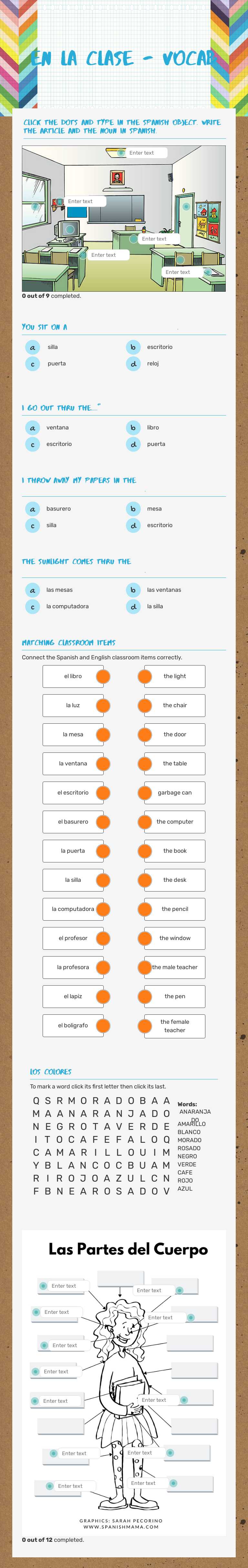 En la clase - Vocab worksheet preview image