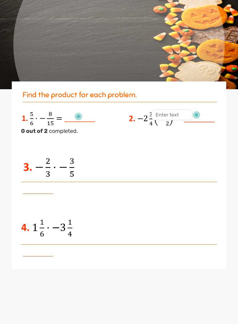 Multiplying Rational Numbers worksheet preview image