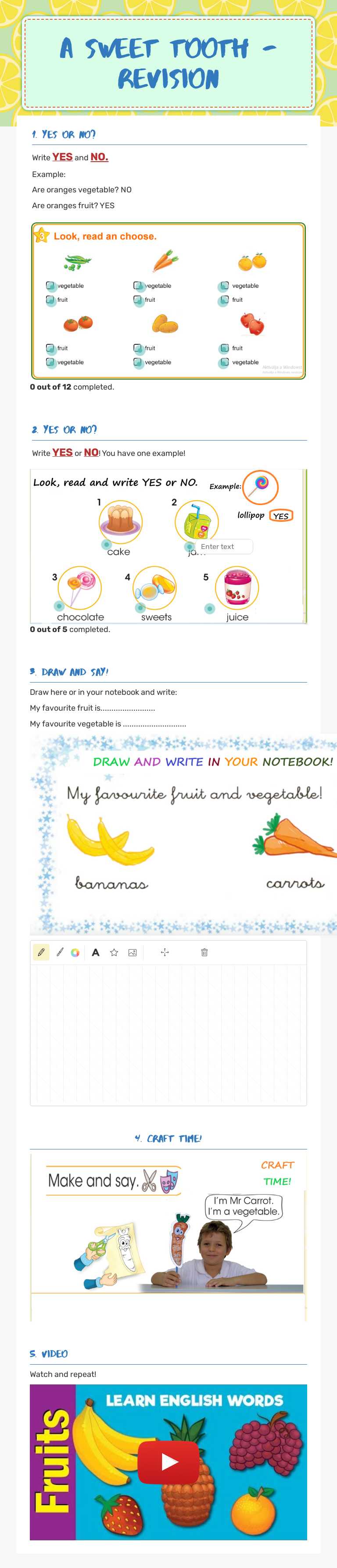 A sweet tooth - revision worksheet preview image