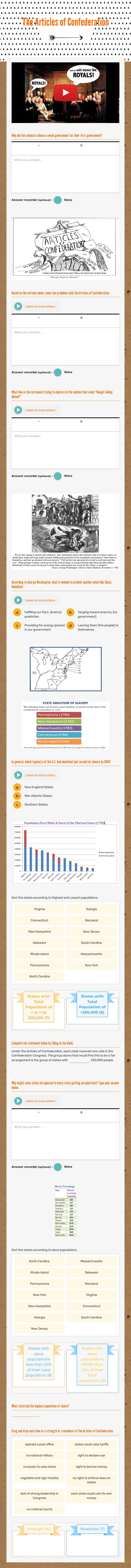 The Articles of Confederation worksheet preview image