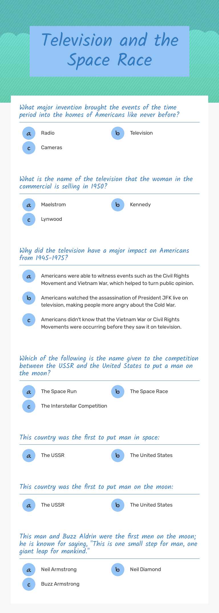 Television and the Space Race worksheet preview image