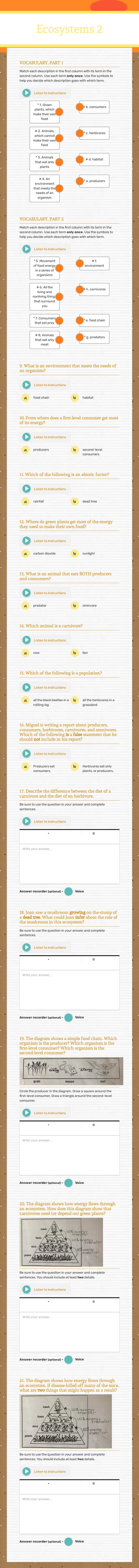 Ecosystems 2 worksheet preview image