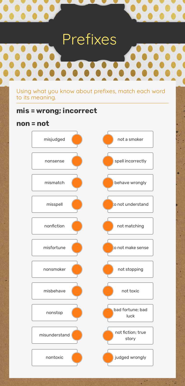 Prefixes worksheet preview image