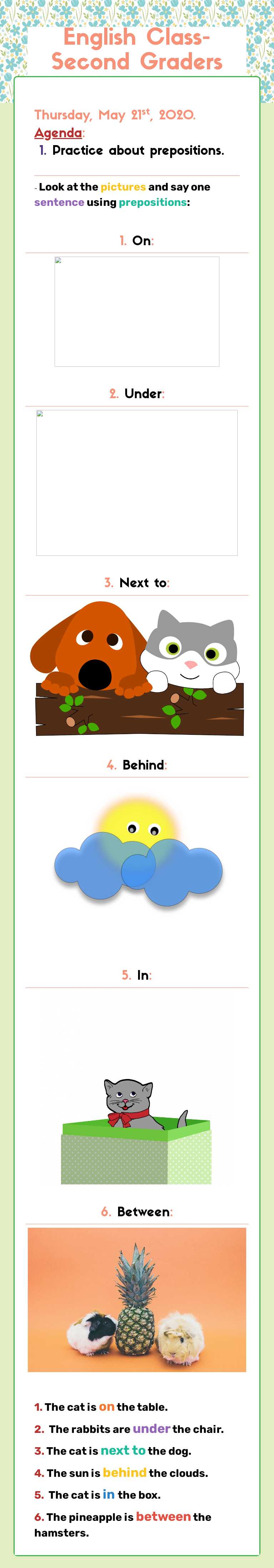 English Class- Second Graders worksheet preview image