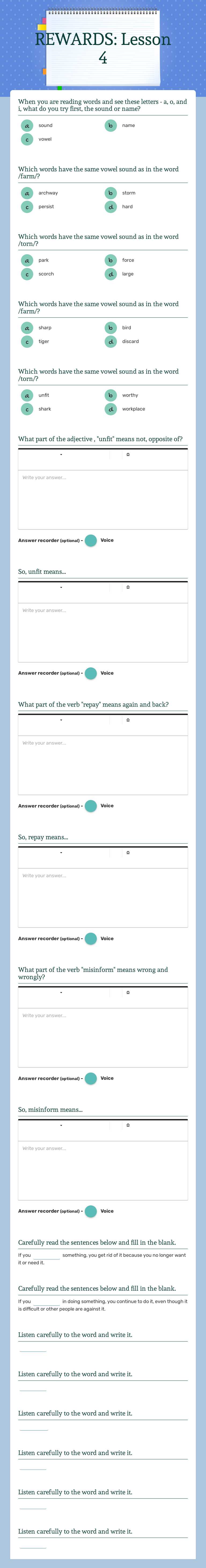 REWARDS: Lesson 4 worksheet preview