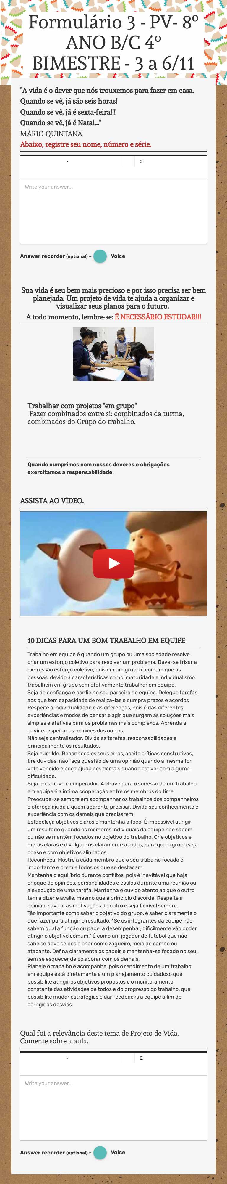 Formulário 3 - PV- 8º ANO B/C
4º BIMESTRE - 3 a 6/11 worksheet preview image