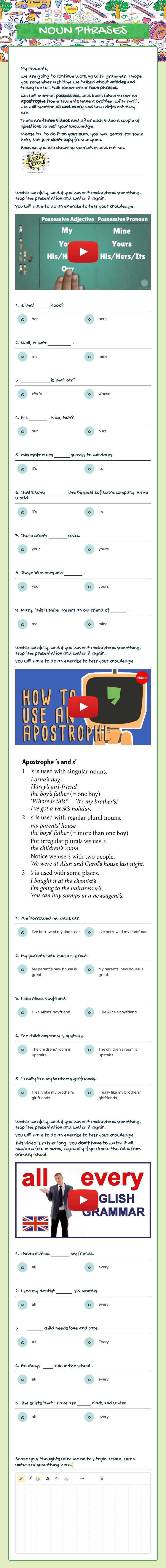 NOUN PHRASES worksheet preview image