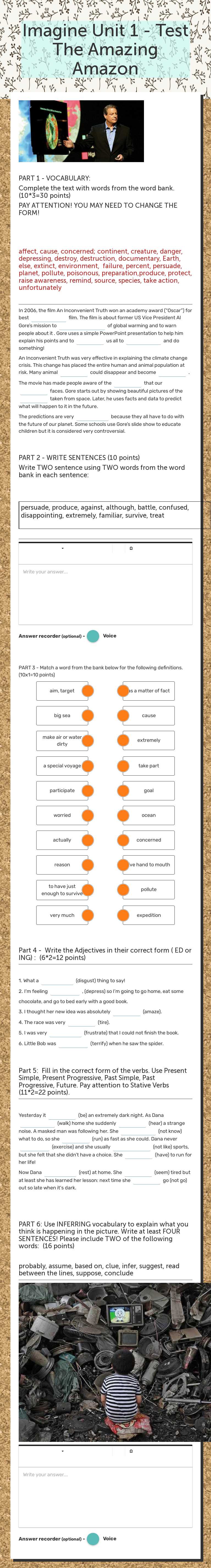 Imagine Unit 1 - Test
The Amazing Amazon worksheet preview image