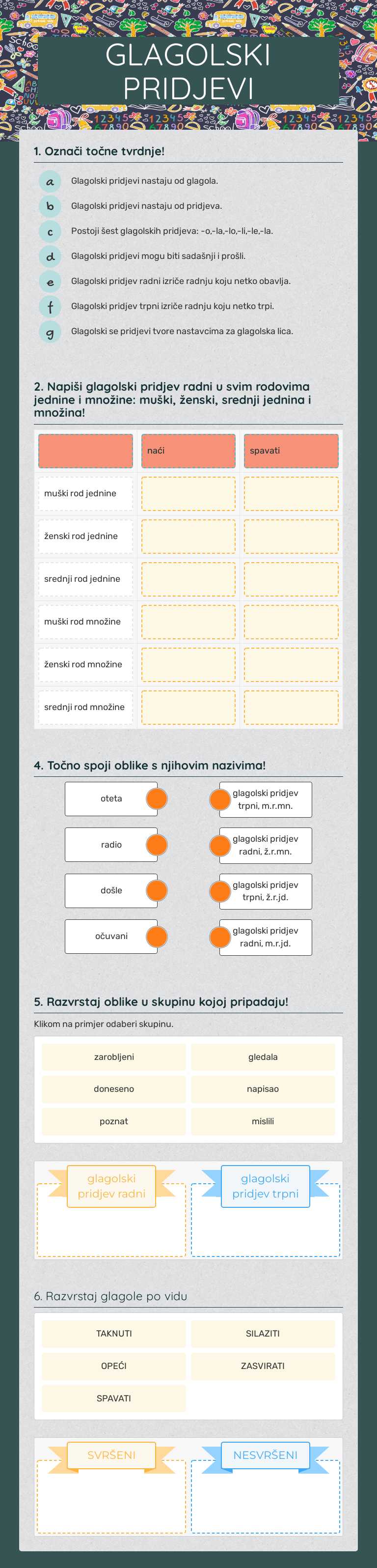 GLAGOLSKI PRIDJEVI Grade 6 worksheet preview