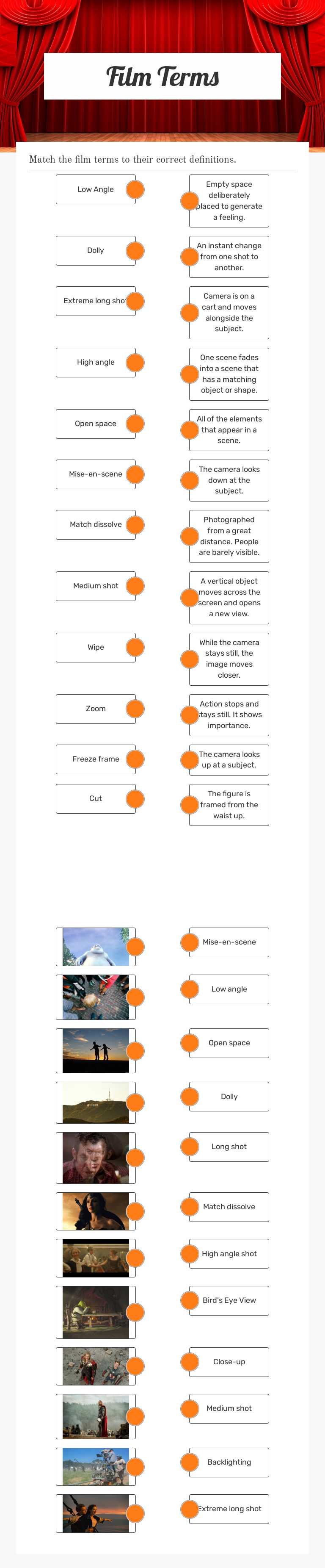 Film Terms worksheet preview image