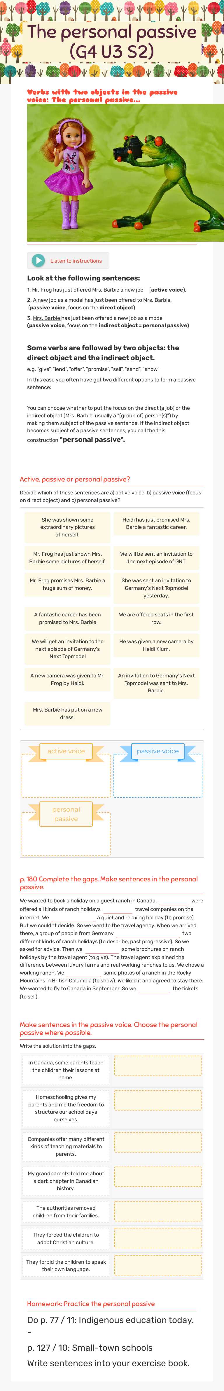 The personal passive (G4 U3 S2) worksheet preview image