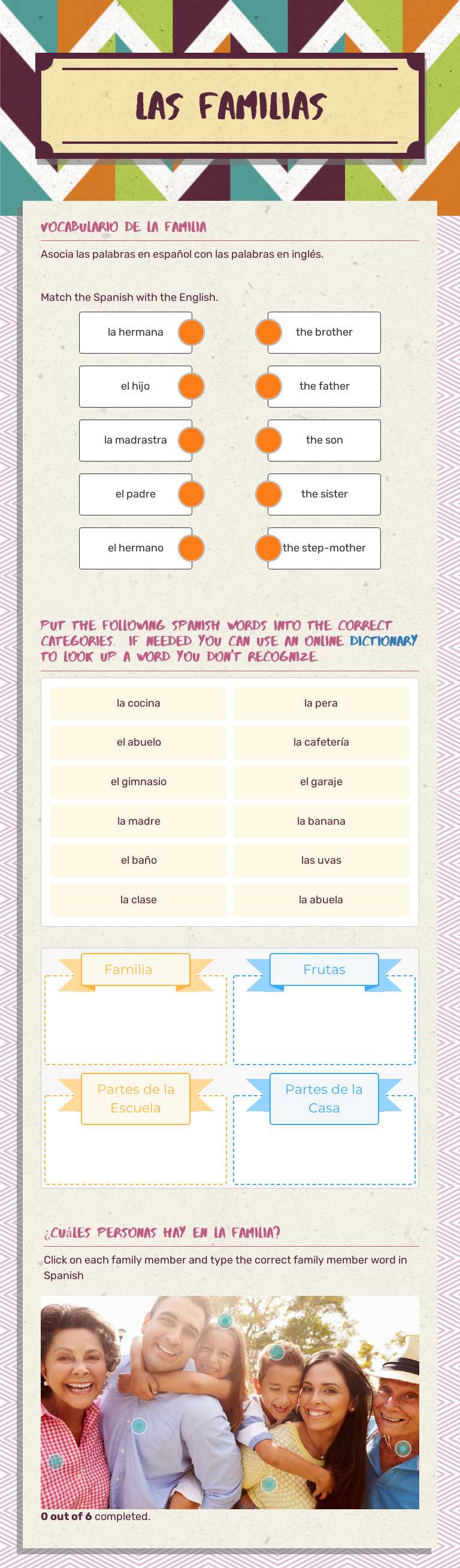 Las familias worksheet preview image