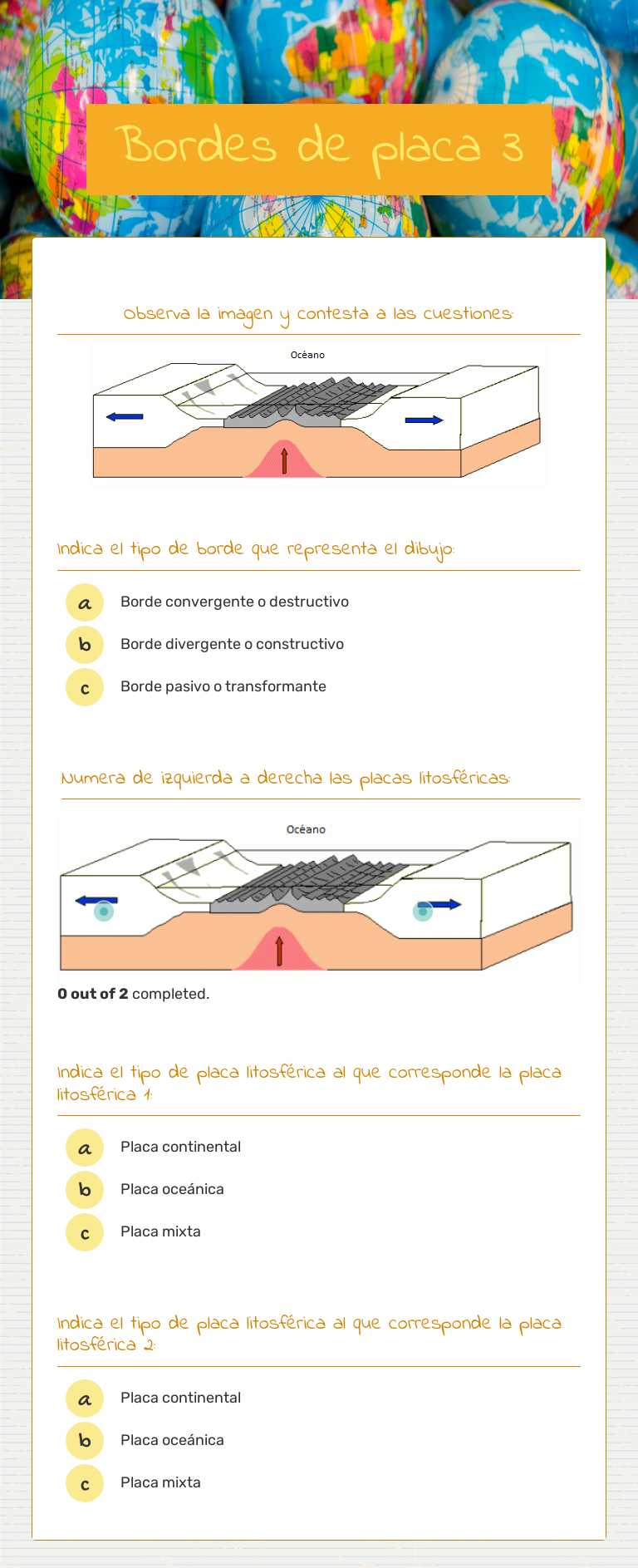 Bordes de placa 3 Grade 10 worksheet preview
