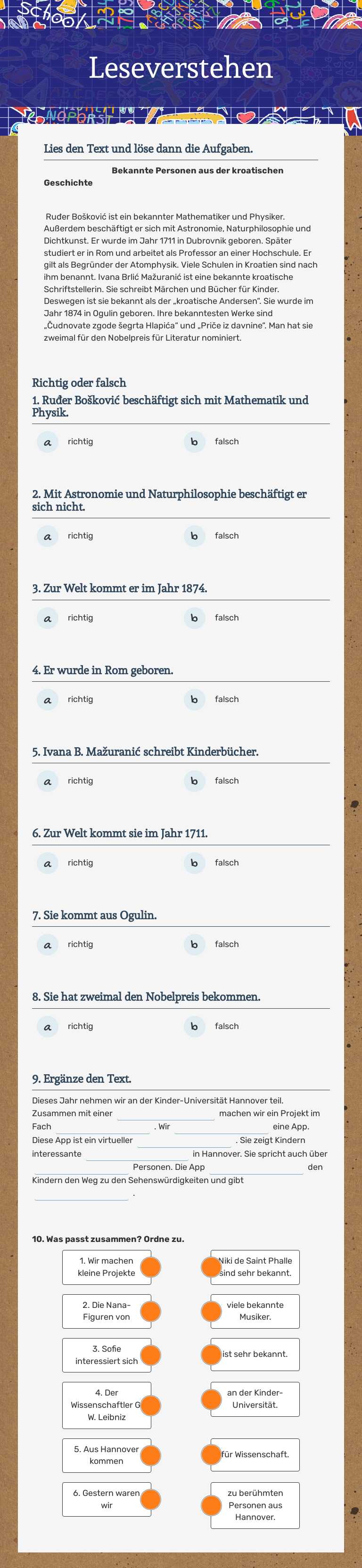 Leseverstehen worksheet preview image