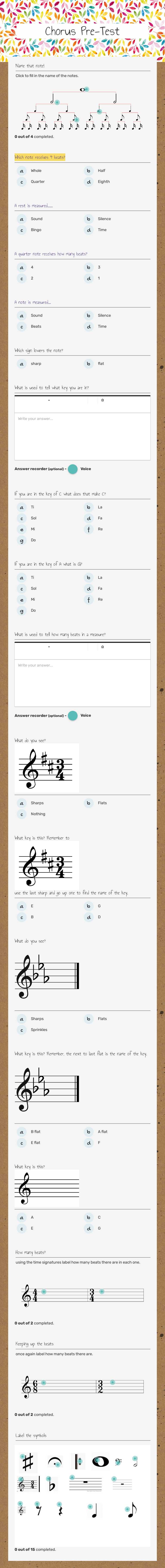 Chorus Pre-Test Other worksheet preview