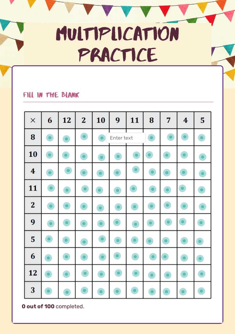 Multiplication Practice worksheet preview image