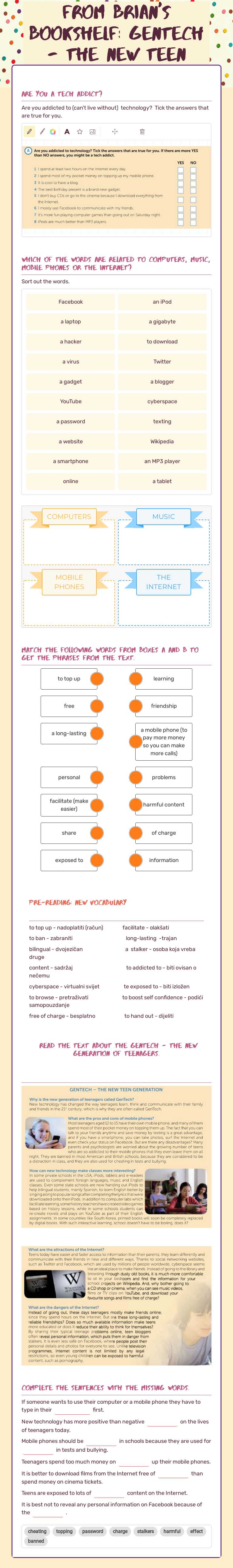 FROM BRIAN'S BOOKSHELF: GENTECH - THE NEW TEEN GENERATION worksheet preview image