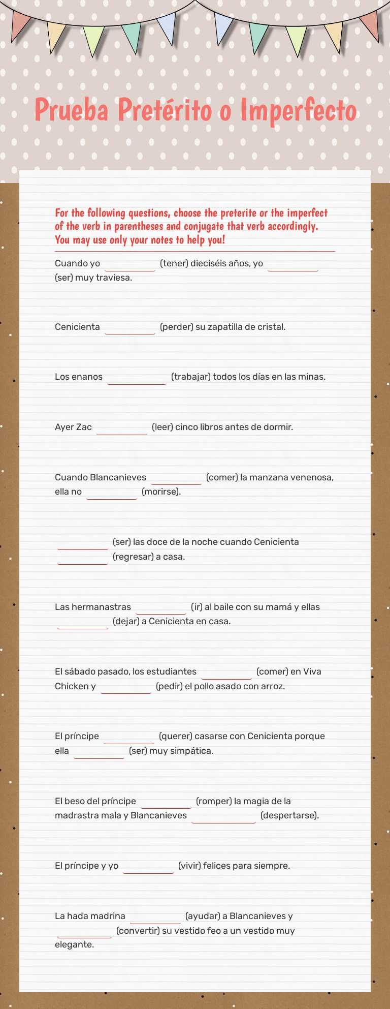 Prueba
Pretérito o Imperfecto worksheet preview image