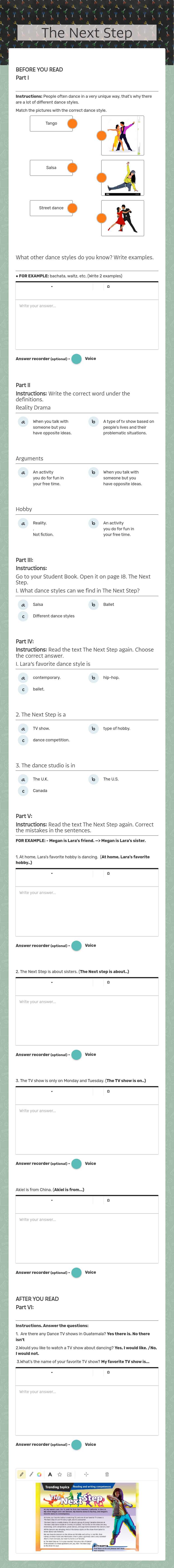 The Next Step worksheet preview image