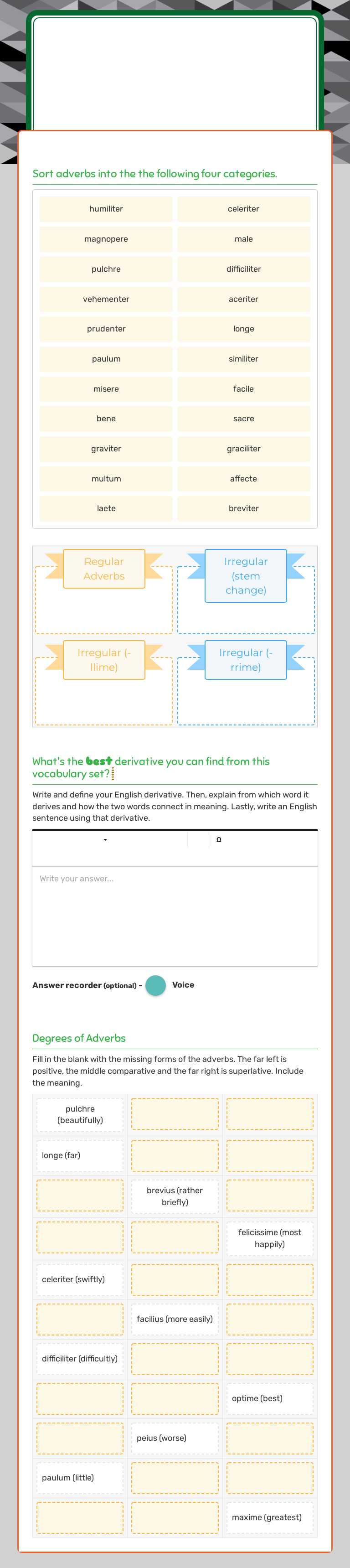 More Degrees of Adverbs chapter 35 Ecce worksheet preview image