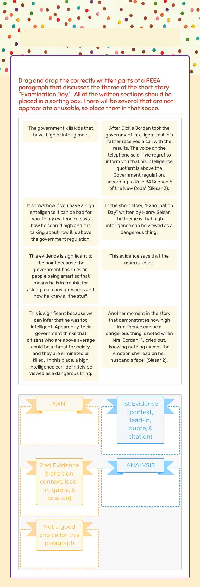 Point, Evidence, & Analysis--PEA paragraph worksheet preview image