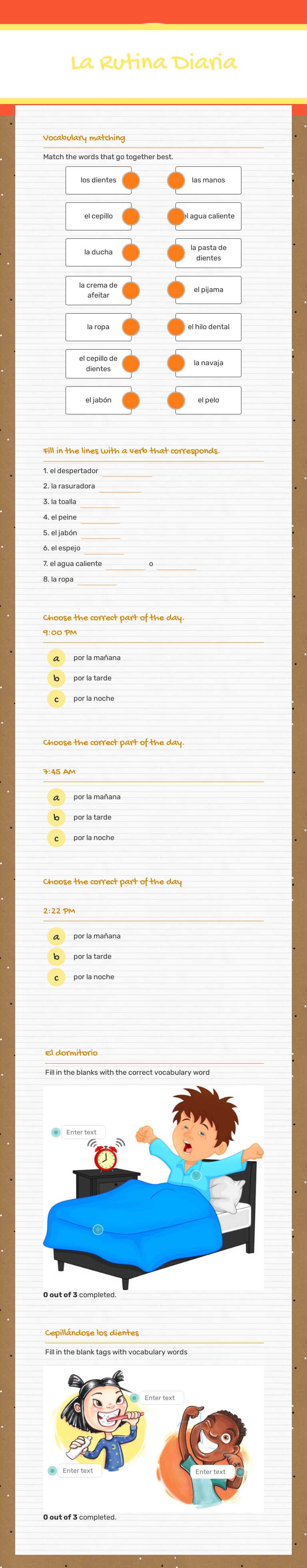 La Rutina Diaria Grade 9 worksheet preview