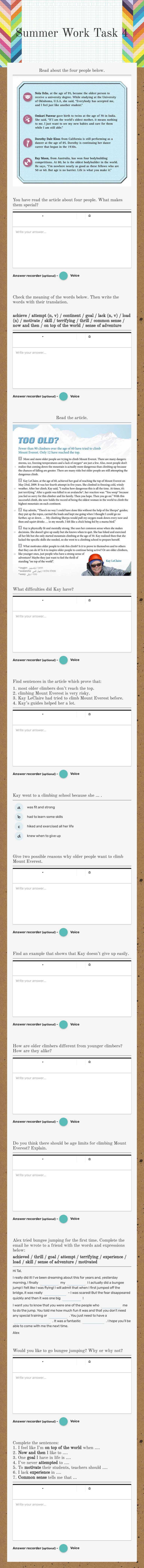 Summer Work
Task 4 worksheet preview image