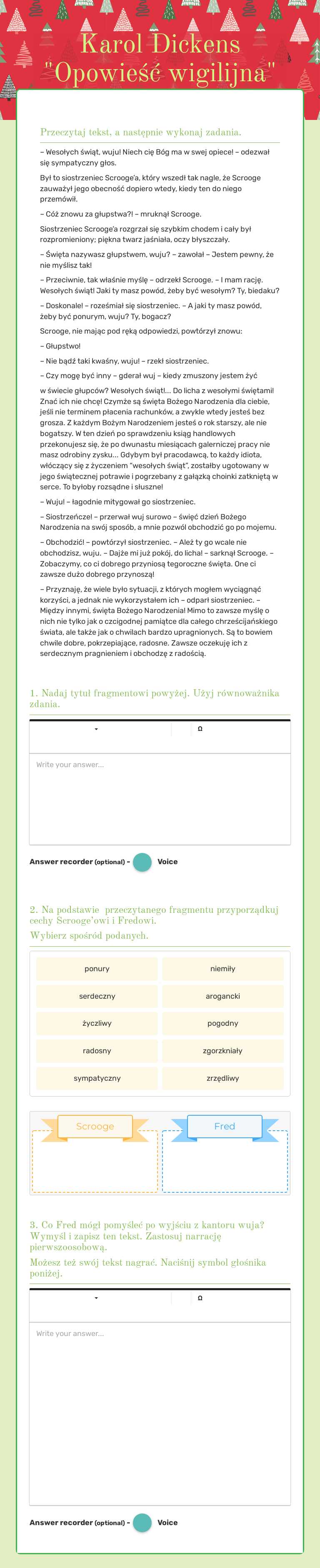Karol Dickens       "Opowieść wigilijna" worksheet preview