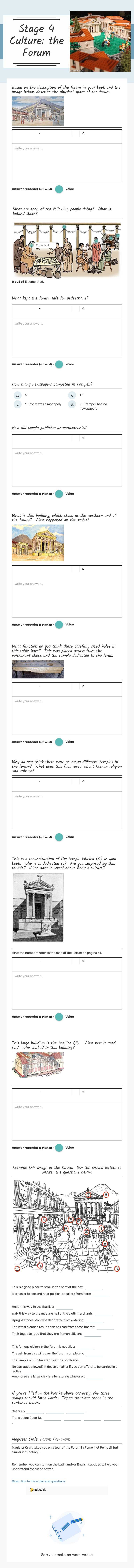 Stage 4 Culture: the Forum worksheet preview image