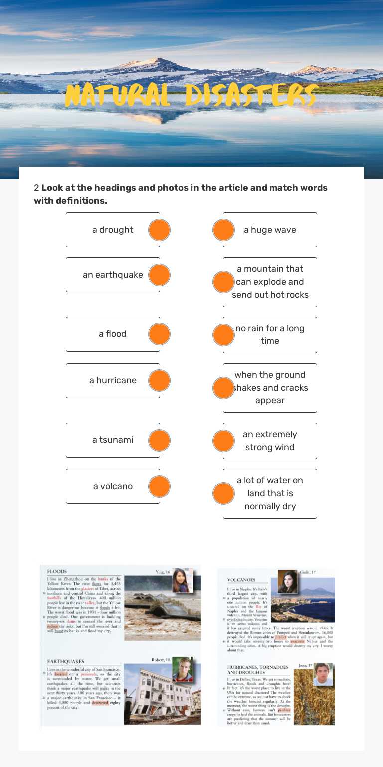 NATURAL DISASTERS Other worksheet preview