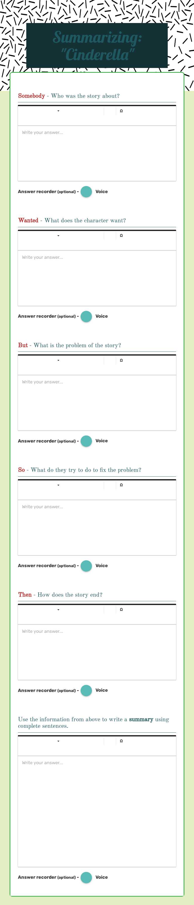 Summarizing: 
"Cinderella" Grade 5 worksheet preview