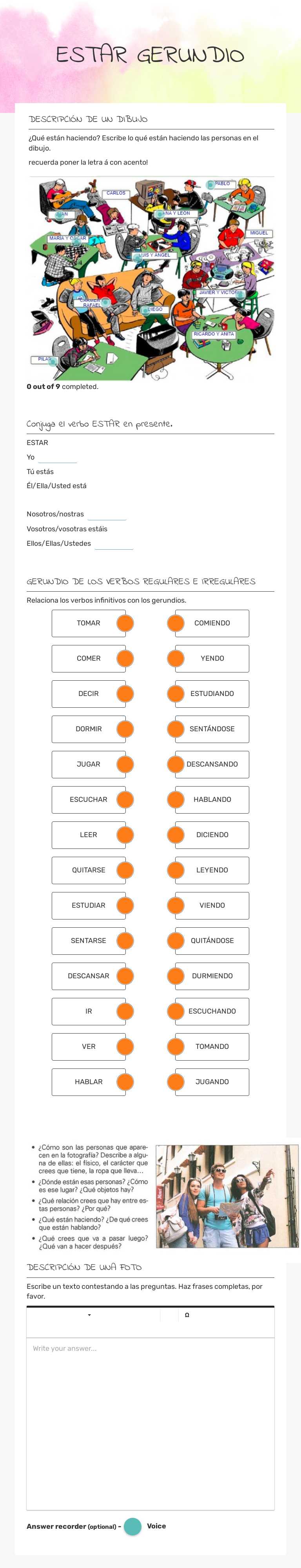 ESTAR GERUNDIO worksheet preview image