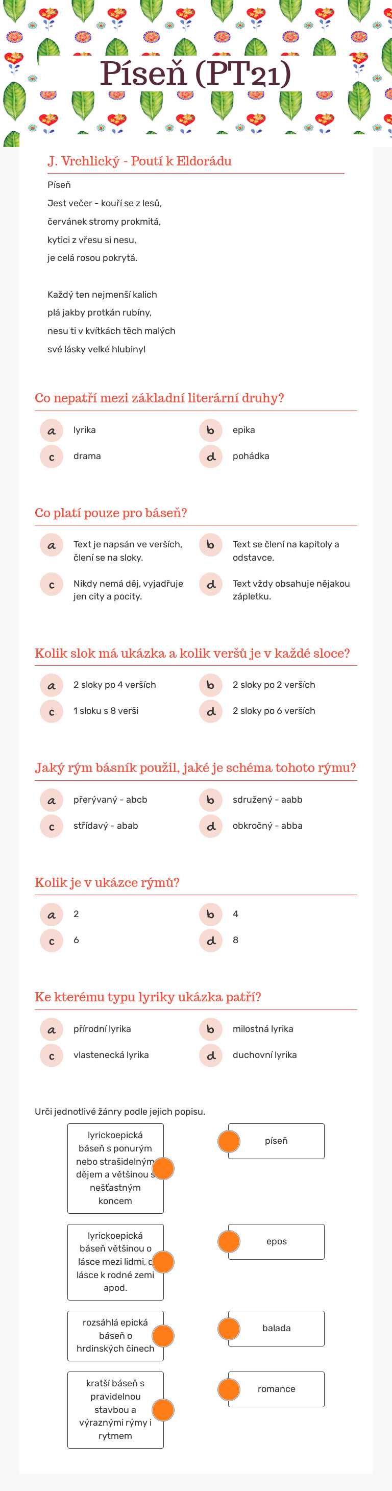 Píseň (PT21) worksheet preview image