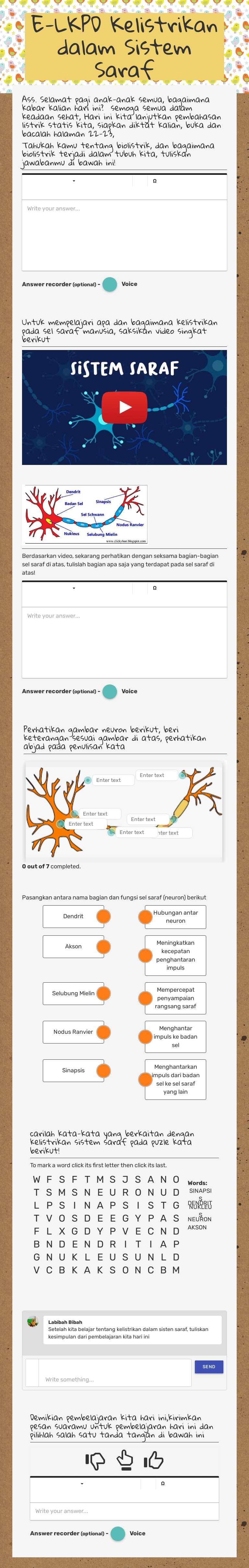 E-LKPD Kelistrikan dalam Sistem Saraf worksheet preview image