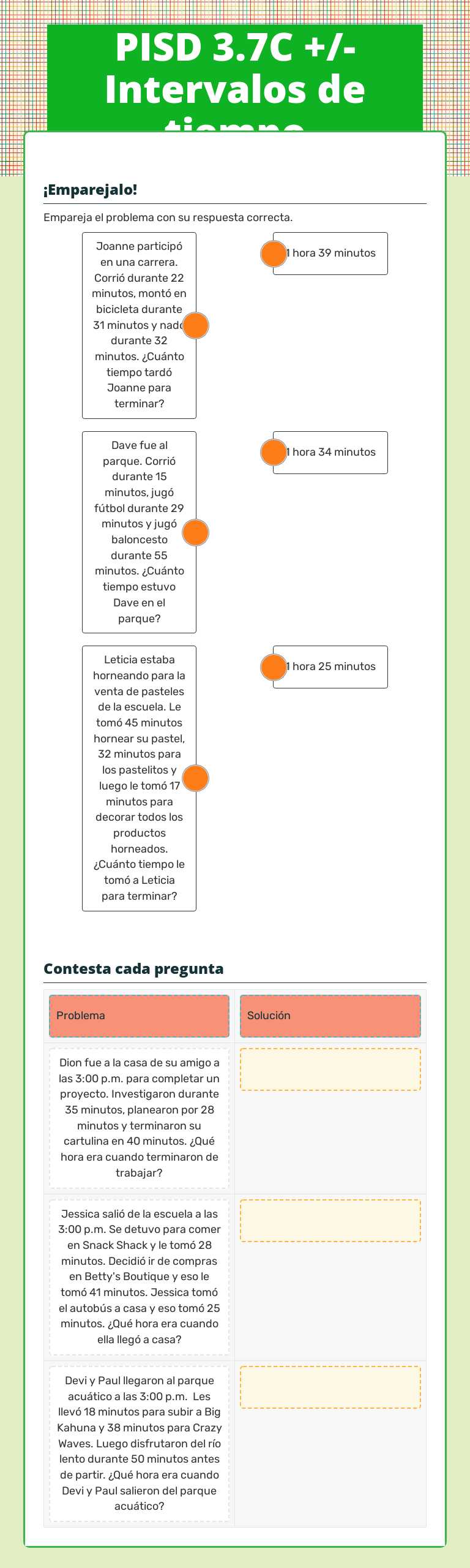 PISD 3.7C +/- Intervalos de tiempo worksheet preview image