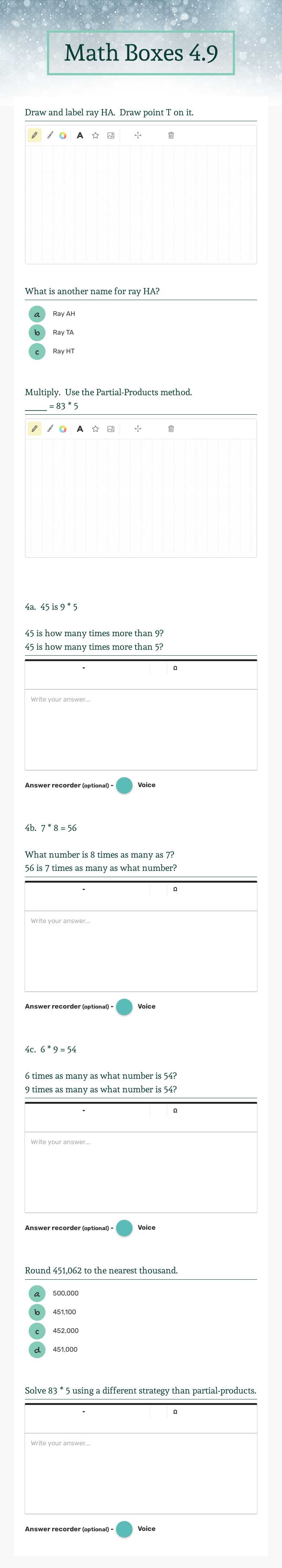 Math Boxes 4.9 Grade 4 worksheet preview