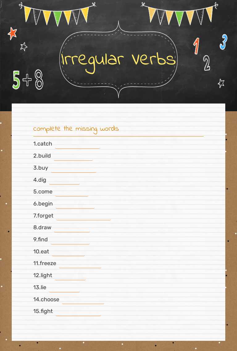 Irregular Verbs worksheet preview image