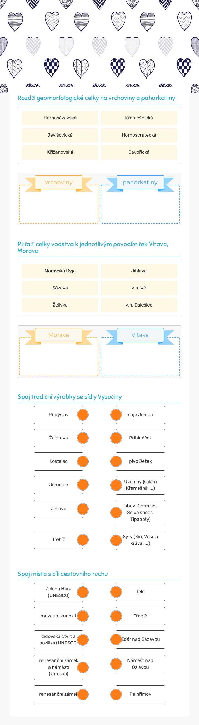 Kraj Vysočina worksheet preview image