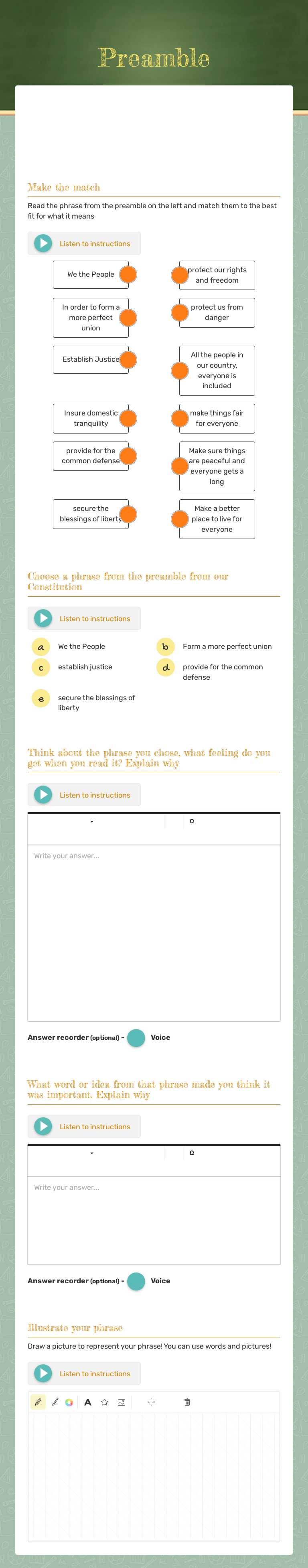 Preamble worksheet preview image