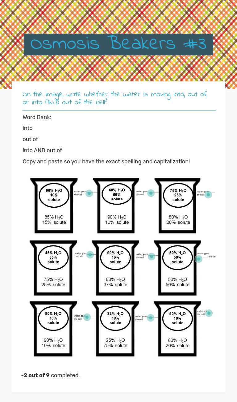 Osmosis Beakers #3 worksheet preview image