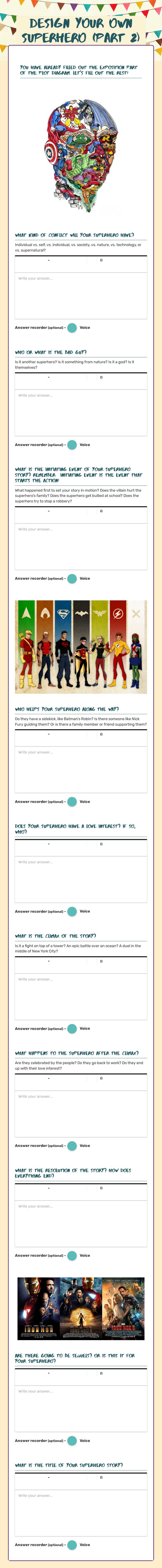 Design Your Own superhero (part 2) worksheet preview image
