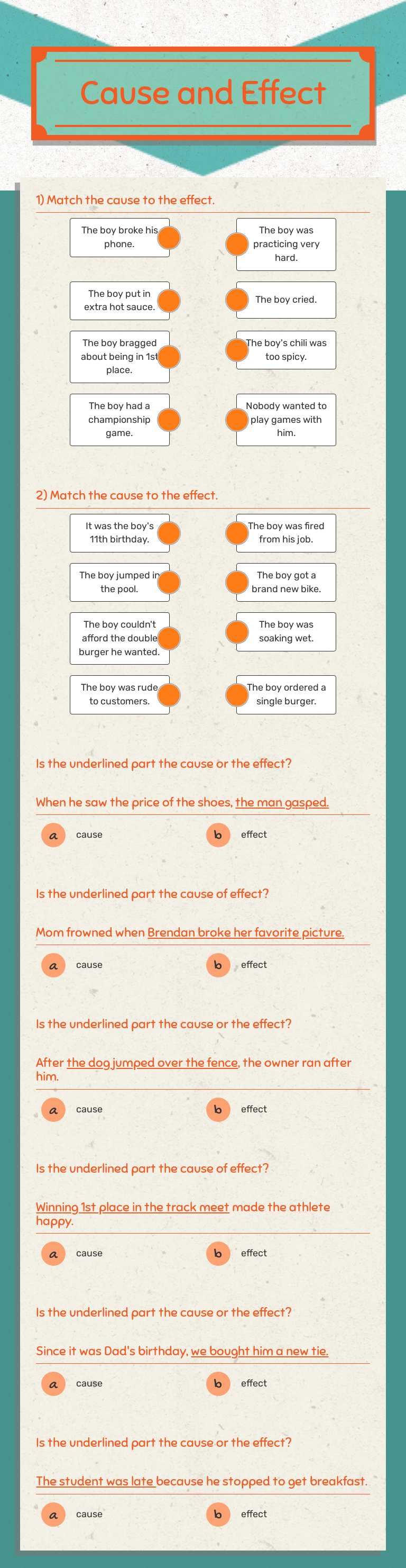Cause and Effect Grade 3 worksheet preview