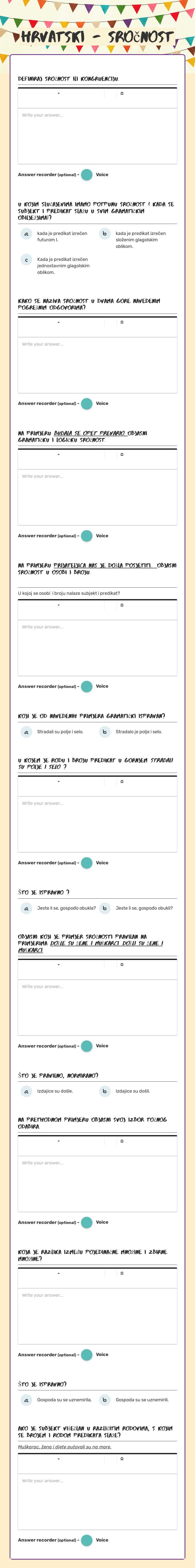 Hrvatski - sročnost worksheet preview image