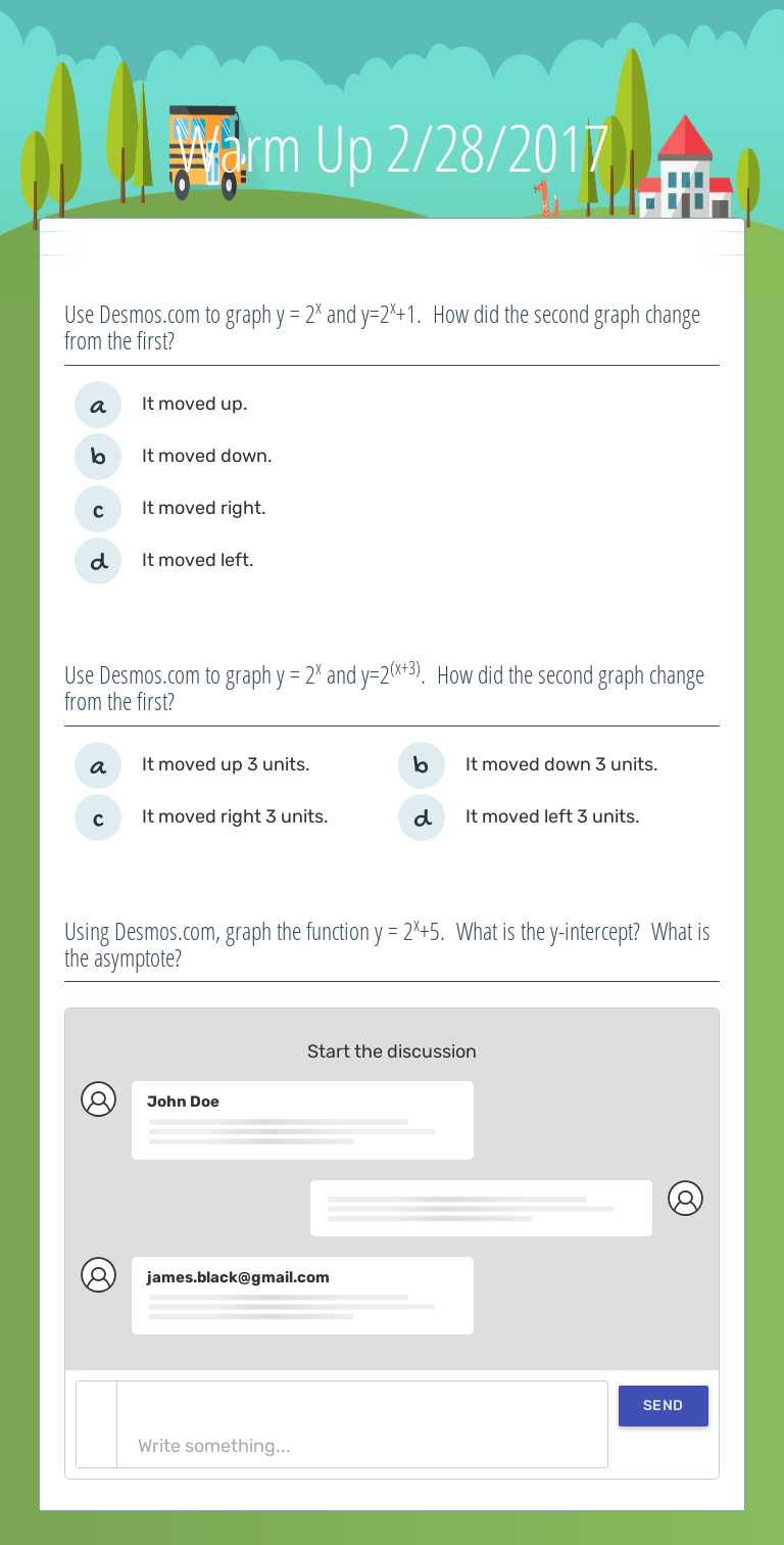 Warm Up 2/28/2017 worksheet preview image