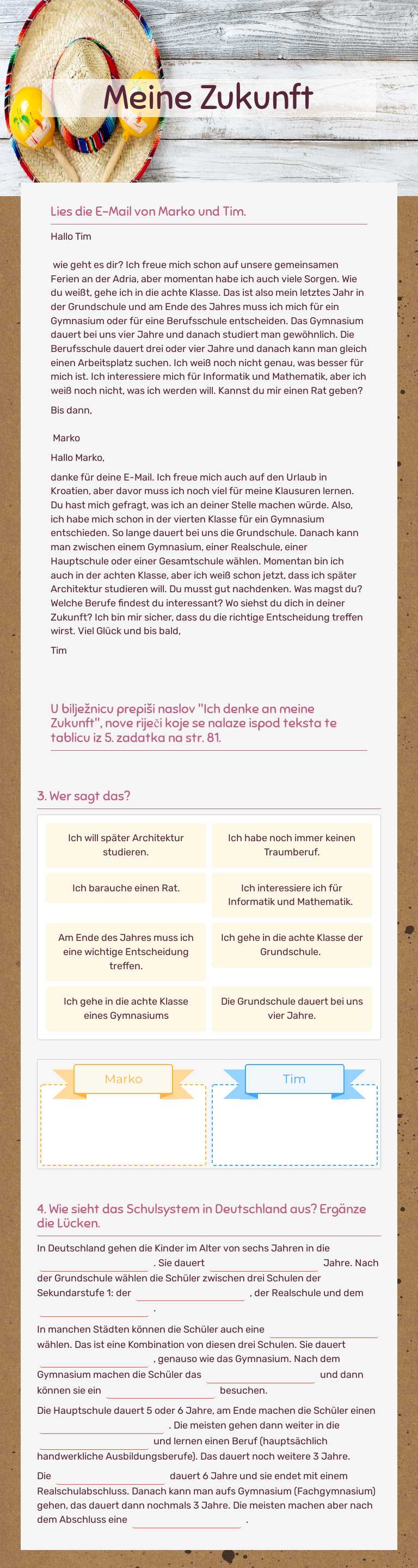 Meine Zukunft worksheet preview image