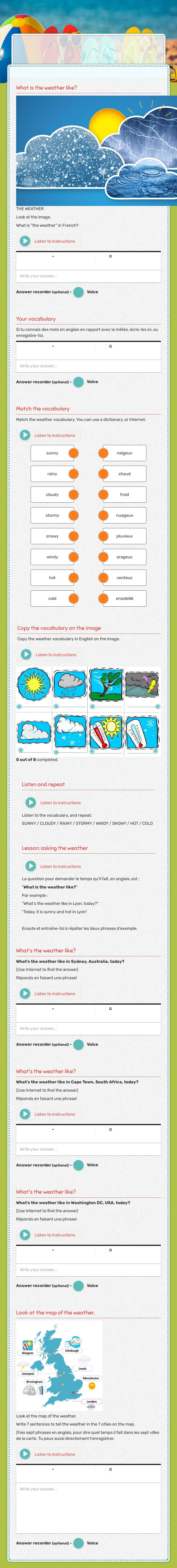 weather IN THE UK Grade 6 worksheet preview