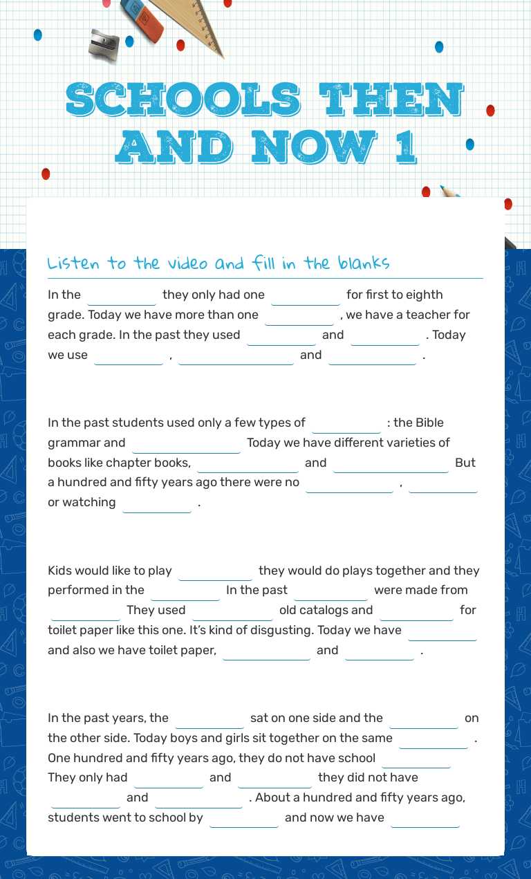 Schools then and now 1 Grade 6 worksheet preview