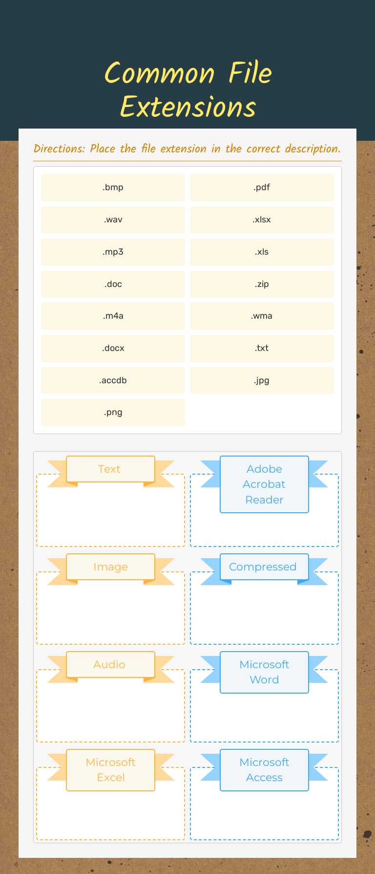 Common File Extensions worksheet preview image