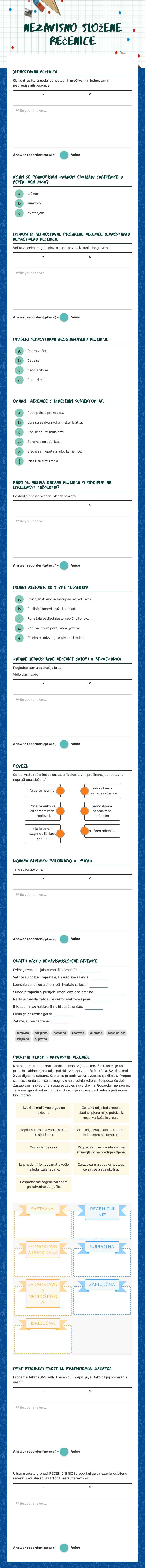 Nezavisno složene rečenice worksheet preview image